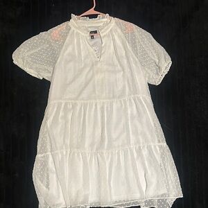 MSK White Polka Dot Midi Dress